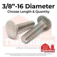 3/8″-16 Stainless Steel 18-8 Carriage Bolts (Choose Length & Qty)