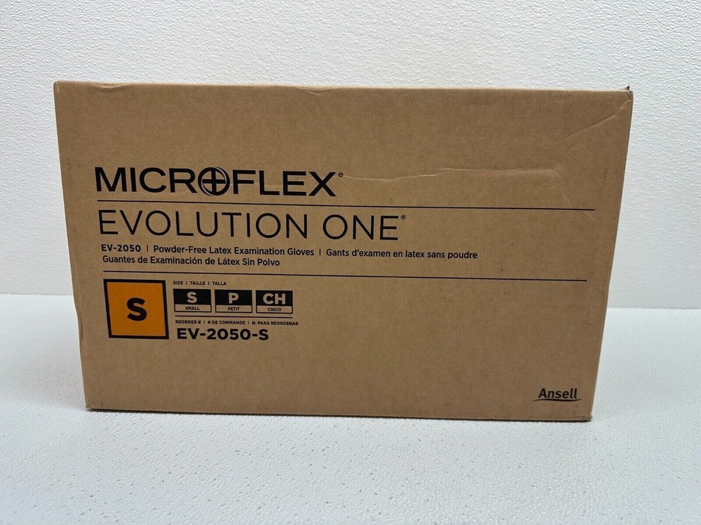 Ansell Reorder No EV-2050-S Latex Gloves Small Microflex LOT 1000 Gloves