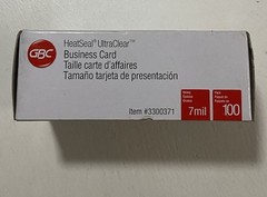 GBC HeatSeal UltraClear Laminating Pouches Business Card 7mil 100 Pack #3300371