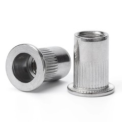 1/4″-20 Rivet Nut, 100Pcs 304 Stainless Steel Flat Head Rivnut Threaded Inser…