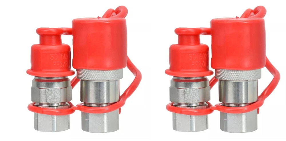 2 Set 3/8″ Flat Face Hydraulic Quick Connect Coupler Set , 3/8″ NPT Thread