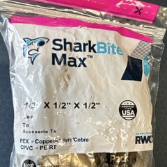 SharkBite Max 1/2 in Push-to-Connect Tee Brass Fitting4-Pack UR362A4freeshipping