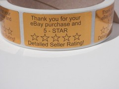 Thank You Sticker Label eBay Purchase 1×2 bright gold bkgd 250/rl