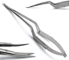 2 Pcs Yasargil Micro Scissors 7.5″ Sharp/Sharp Straight Upward Curved Surgical