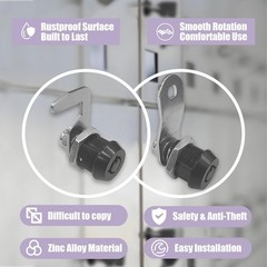 1 Pack Black Toolbox Locks with Keys 5/8 Inch Tubular Cam Lock Keyed