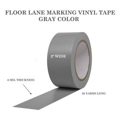 Vinyl Floor Safety Marking Tape (OSHA), 2″ x 36 yd, 6Mil, PVC, Gray (1 Roll)