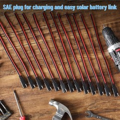 SAE Connector, 12 Inch, 16 Pack, 14 AWG, 2 Pin Single Plug Connector