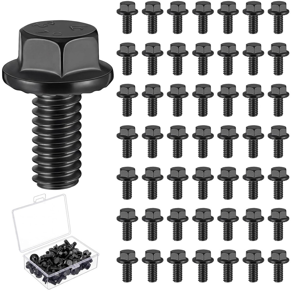 50 Pcs 1/4-20 X 1/2″ Flanged Hex Head Bolts with Reinforced Box, , Fully Threade