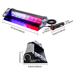 LED Dash Emergency Strobe Lights Interior Windshield Red Blue Warning Light H…