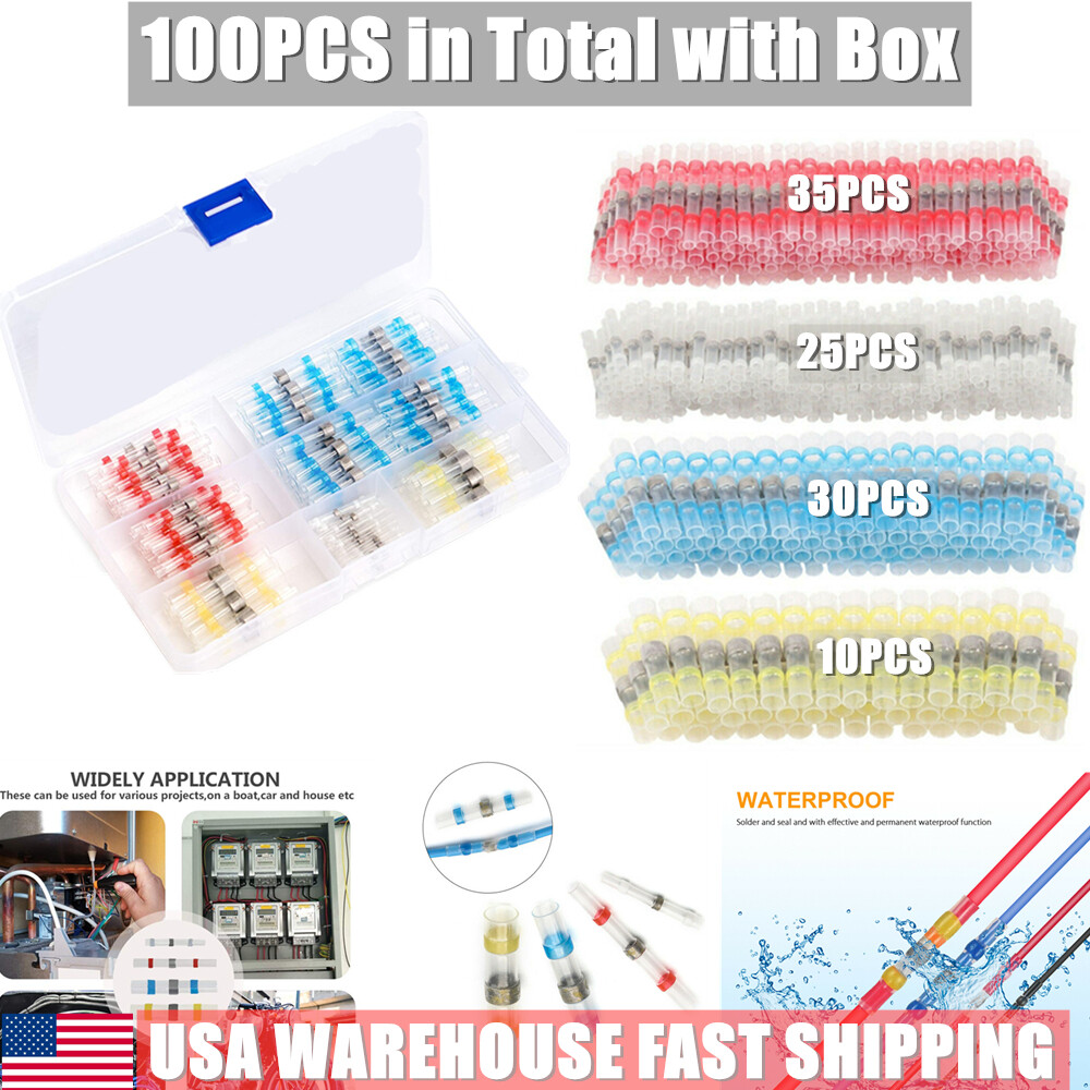 Heat Shrink Waterproof Solder Seal Sleeve Butt Wire Connectors Terminal 100/500