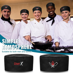 6 Pieces Black Chef Hats for Men Women Adjustable Kitchen Cooking Chef Skull Cap