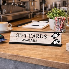 Signs ByLITA Gift Cards Available Graphic Black Frame, Desk Sign (2×8″)