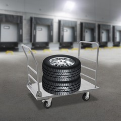 Platform Truck Cart, Heavy Duty Push Cart 2000LB with Detachable Rear Guardrail