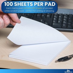 5×8 Memo Pads – Unruled White Scratch Pads, 100 Sheets Each, 12 Pack, Office Sup