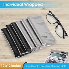 Wsivoiv 6PCS Large Eyeglass Cleaning Cloths, 12 x12 Extra Large, Black, Grey