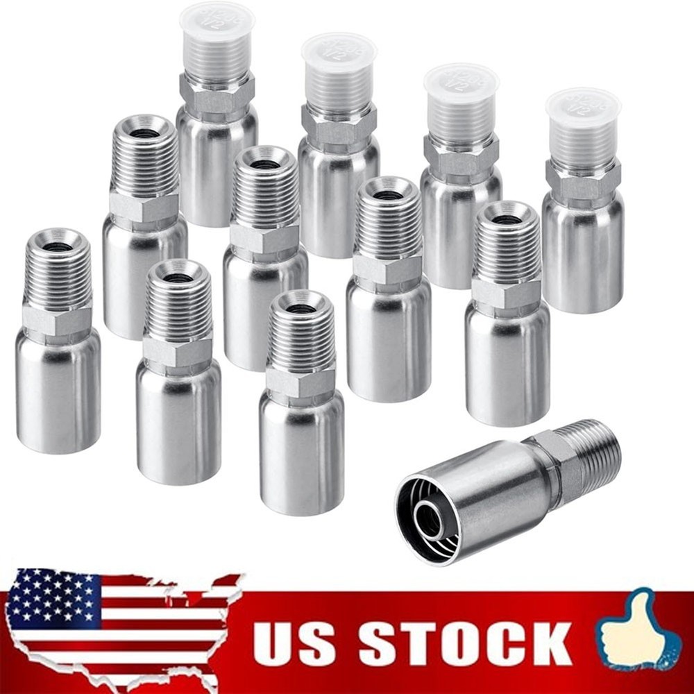 12 Pack 1/2″ NPTF Hydraulic Hose End Fittings, 1/2″ I.D. Hose x 1/2″ NPTF Male
