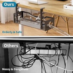 Under Desk Cable Management Tray No Drill 15.1’’, Metal Mesh Black