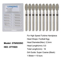 Dental Diamond Burs Football Bur FG Fine Coarse High Speed Friction Grip 368 379