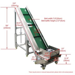 Electric PVC Belt Climbing Conveyor Inclined Conveyor for Assembly Lines 7.8″ W