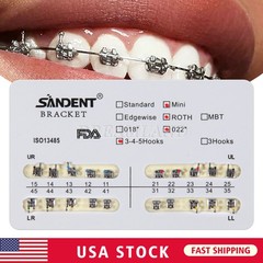 10 Kit Dental Orthodontic Metal Brackets Braces Mini Roth Slot.022 3-4-5 Hooks H