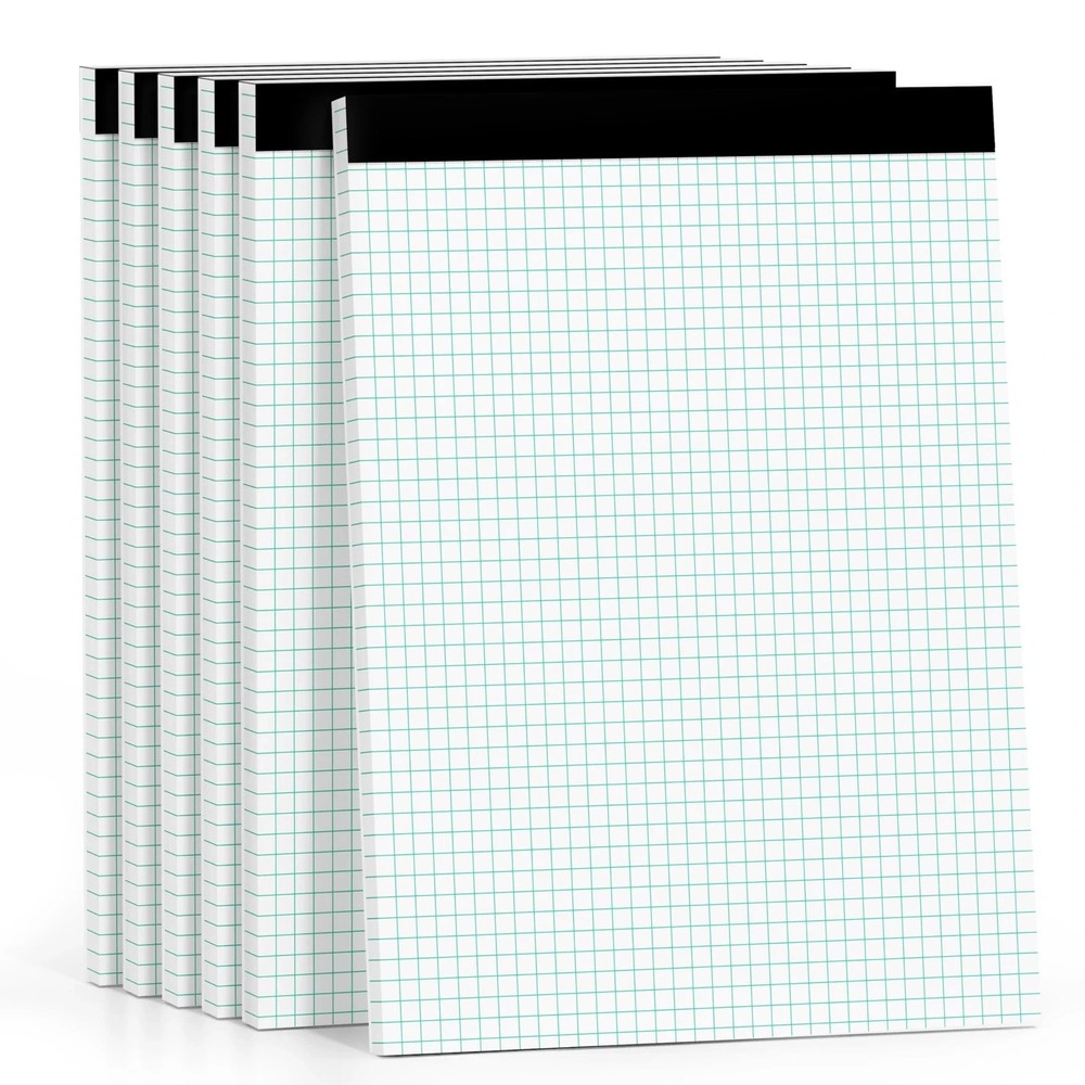 Graph Paper Pads 8.5 x 11, 4×4 Graph Ruled, 6 Pack 1/4 Graph Paper Notebooks