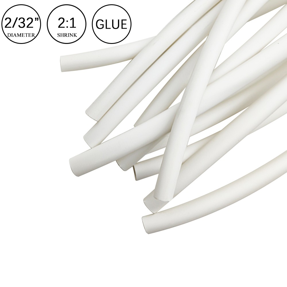 2:1 Heat Shrink Tubing White Dual Wall Waterproof Glue Wires Wrap (SMALL SIZES)