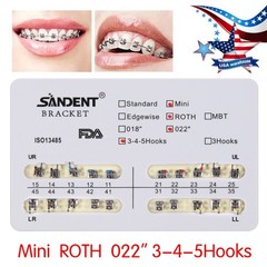 10 Packs Brackets dentales de ortodoncia Mini Roth 022 Ganchos 345