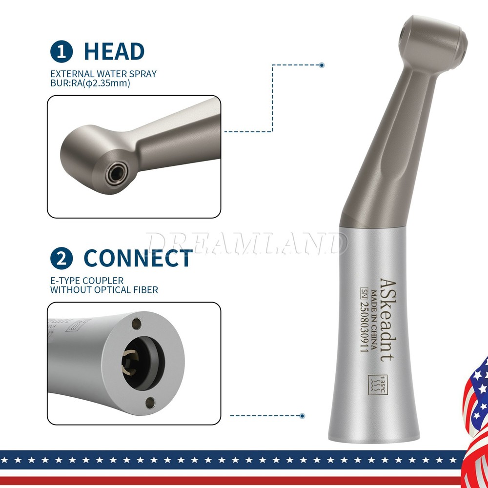 ASkeadnt Dental Slow Low Speed Handpiece Straight Contra Angle Air Motor 4/2Hole