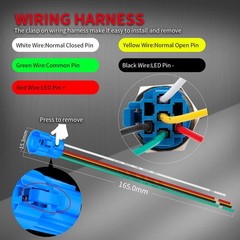 19mm 12V LED ON OFF Latching Push Button Switch Self-Locking Wire Socket Harness