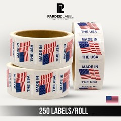 Made in the USA Stickers 1-1/4″ x 1-1/4″ Labels 250/Roll