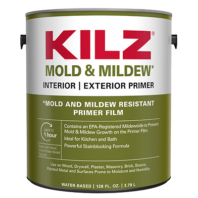 Kilz L204611 Mold & Mildew Primer Sealer & Stain Blocker, Interior & Exterior,