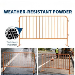 7.5ft Heavy Duty Interlinked Steel Safety Barricade Portable Metal Crowd Control