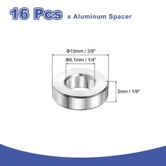 16Pcs Aluminum Spacer 10mm OD x 6.1mm ID x 3mm Length for M6 Screw