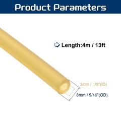 13 Ft(4M) Latex Rubber Tubing, 1/8″(3mm)ID 5/16″(8mm)OD, Plain