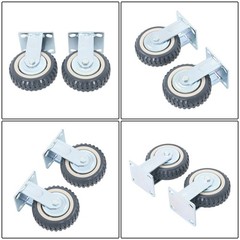 4PCS Heavy Duty Swivel Caster Fixed Wheel with Brake Set 6 inch Caster Wheels