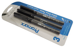 1 PACKS 3 PENS Promarx® ULTRA FINE PENS PRECISE AND VIVID LINES BLACK INK 0.5mm