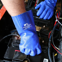 Heavy Duty Rubber Gloves with PVC Coating, Chemical and Abrasion Resistant, Wate