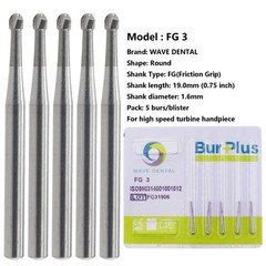 Wave Dental Carbide Burs Round for High Speed Handpiece FG 1/4 1/2 2 4 6 8 Prima