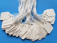 Pre-Strung Blank White Merchandise Price Tags Large Small Hang String Jewelry