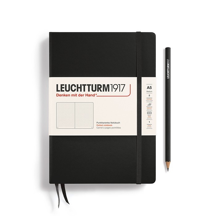 LEUCHTTURM1917 Notebook Medium (A5) Hardcover, 251 numbered pages, dotted, black