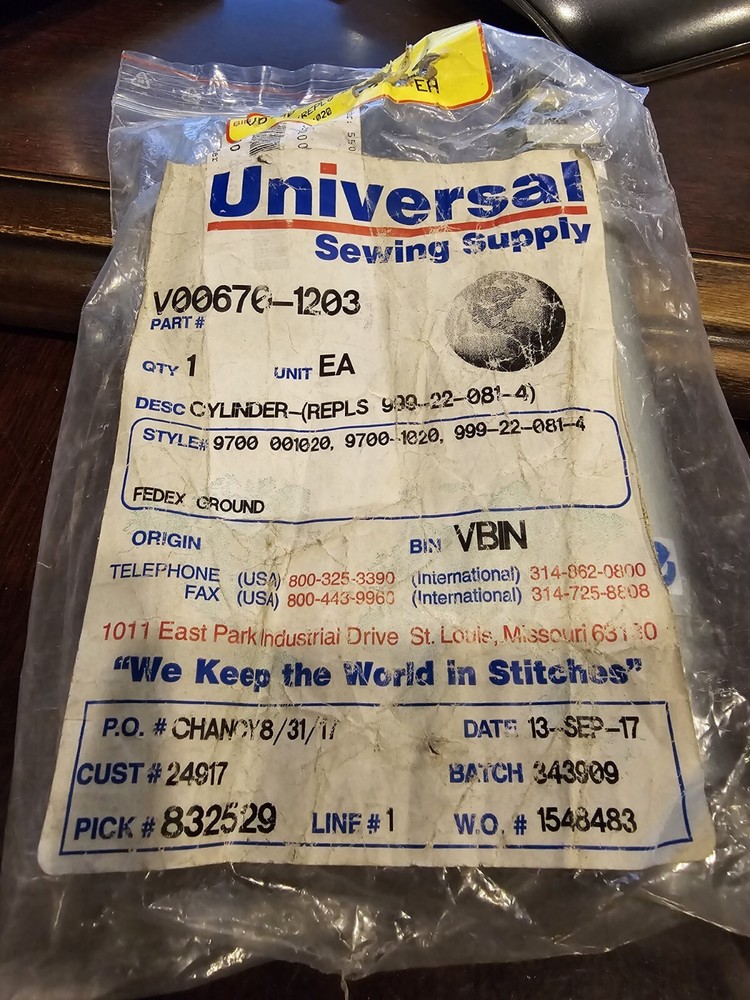 Universal Sewing Supply Cylinder V00670-1203- Replaces 999-22-081-4