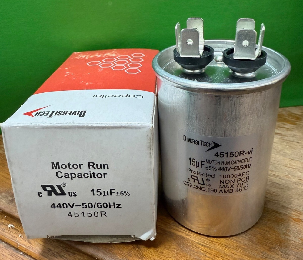 Genuine DiversiTech 45150R Motor Round Run Capacitor 15 uF MFD 440V Volt VAC