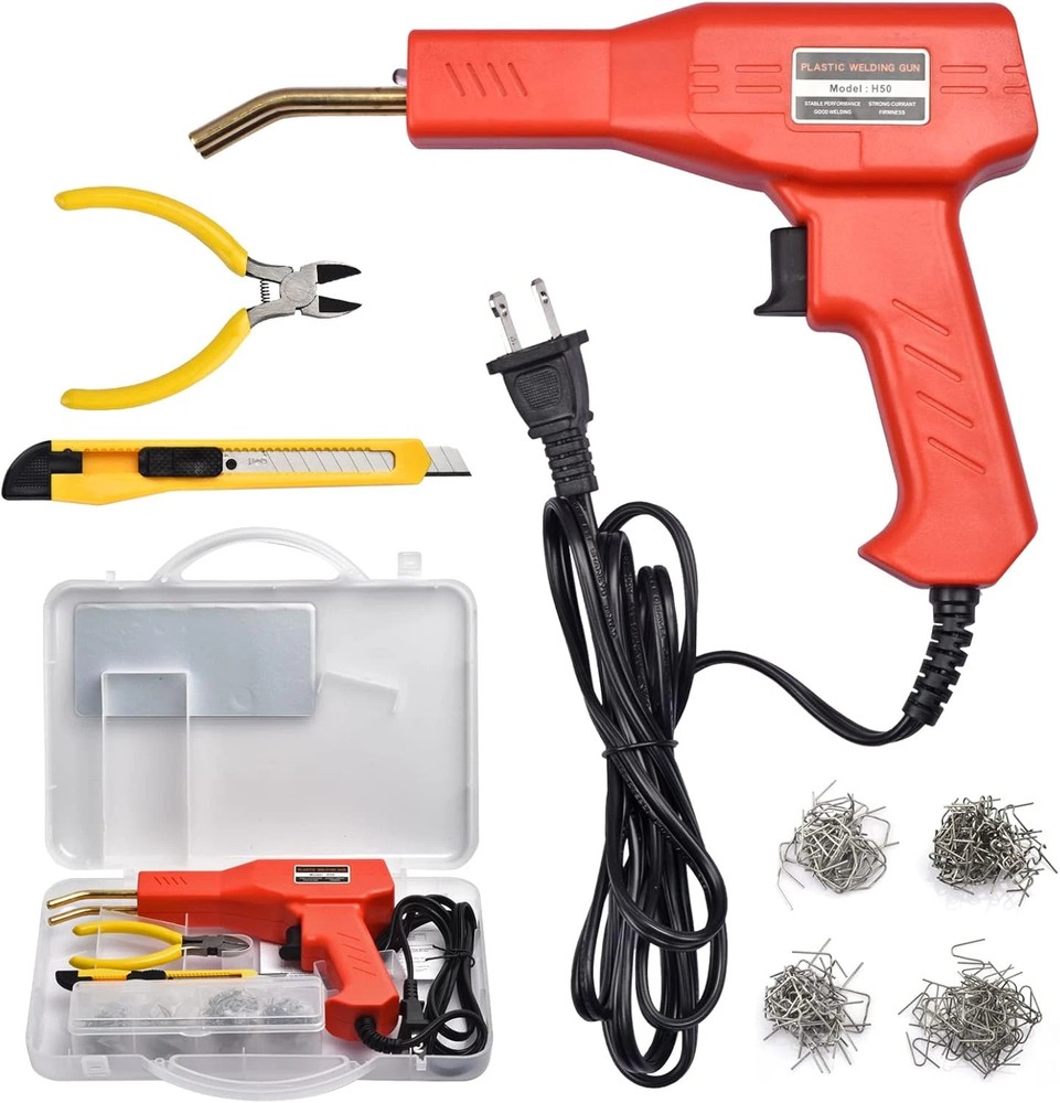 Plastic Welder Kit 200 Staples Hot Stapler Gun for Auto Bumper Repair Tool