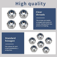 20 Pcs M12 Nylon Insert Lock Nuts, Metric Hex Nylock Nuts, Silver Self‑Lockin…