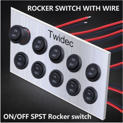 5Pcs 12V round Rocker Switch AC 6A/250V 10A/125V SPST 2 Pin 2 Position On/Off T