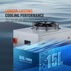 Uimoso Industrial Water Cooling System CW6000 15L 65L/min Cooler with Compressor