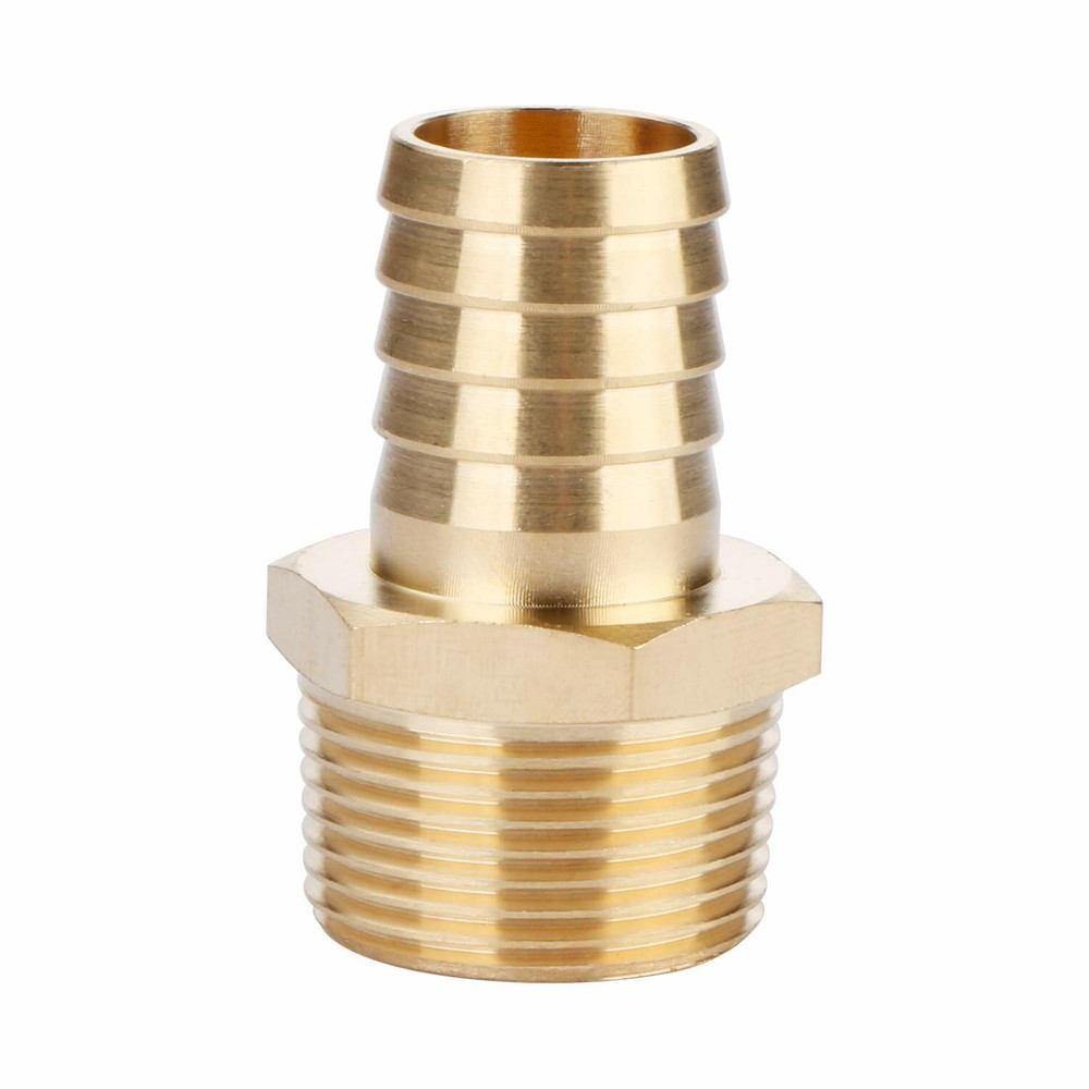 U.S. Solid 1pc Brass Pipe Fitting Adapter Coupler, 3/4″ Hose Barb x MNPT 3/4″