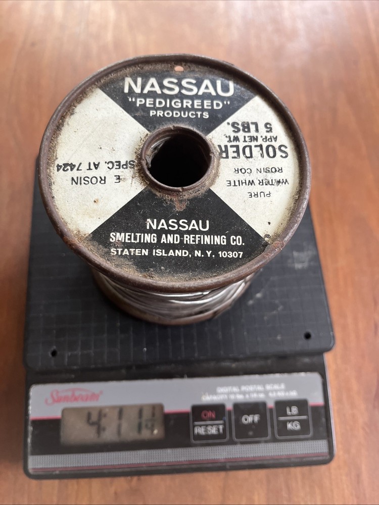 Nassau Pure Water White Rosin Solder E-Rosin. Spec AT-7424, 4.69lbs, .040 Dia