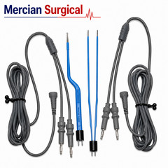 2PCS Bayonet Bipolar Forceps Set w/ 2 Cables US 2 Pin Non-Stick 22.5cm 0.5-2.0mm