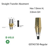 US Titanium straight abutment 7.0mm H compatible DIO UF II Platform Hex Regular